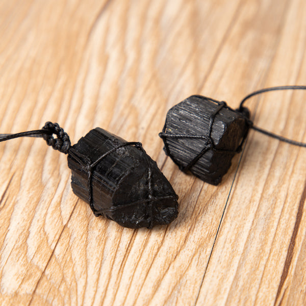 Raw Black Tourmaline Pendant Necklace