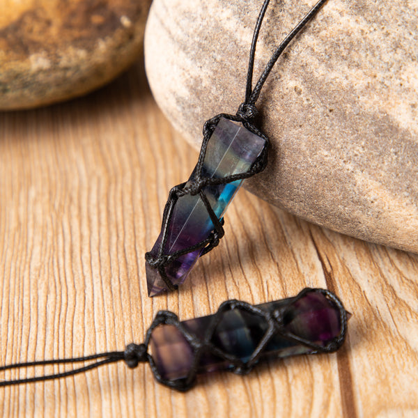 Rainbow Fluorite Pendant Necklace