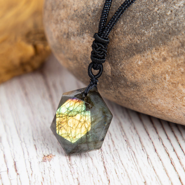 Labradorite Gemstone Dragons Heart Pendant Necklace