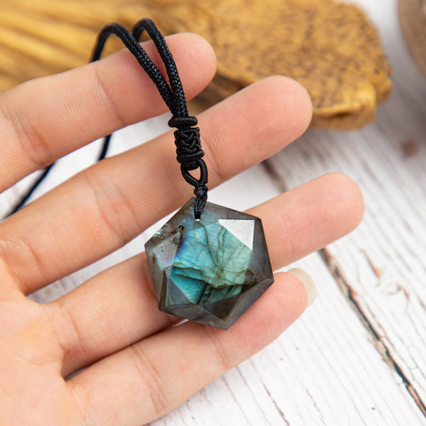 Labradorite Gemstone Dragons Heart Pendant Necklace