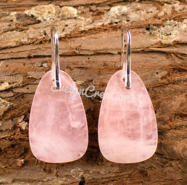 Natural Rose Quartz Stone Healing Crystal Earrings