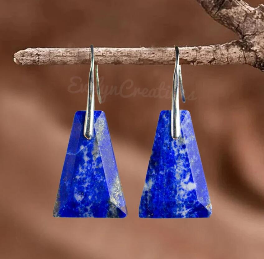 Natural Lapis Lazuli Stone Healing Drop Earrings