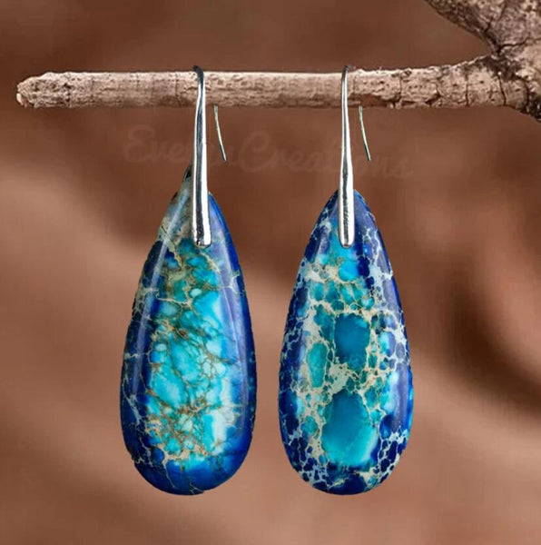 Blue Galaxy Sea Sediment Meditation Healing Earrings