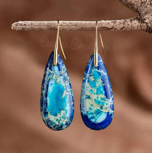 Blue Galaxy Sea Sediment Meditation Healing Earrings