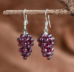 Natural Garnet Crystal Earrings