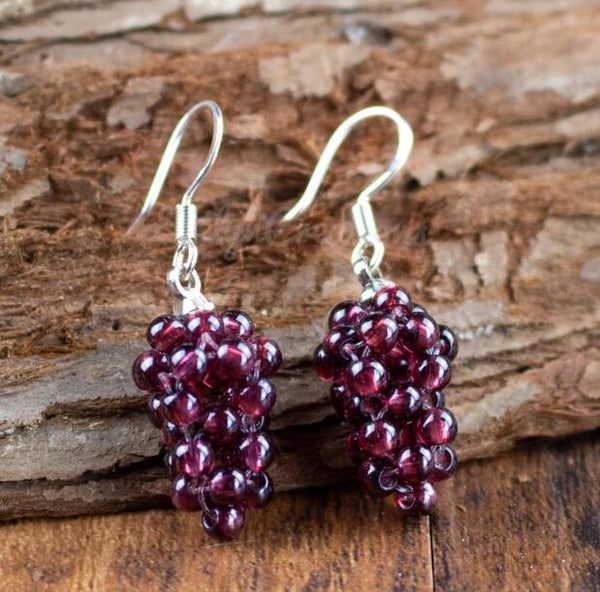 Natural Garnet Crystal Earrings