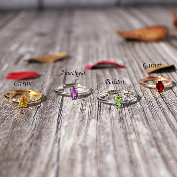 Natural Stone Sterling Silver Ring Spiritual Protection Healing Meditation Crystal Gift for Mom