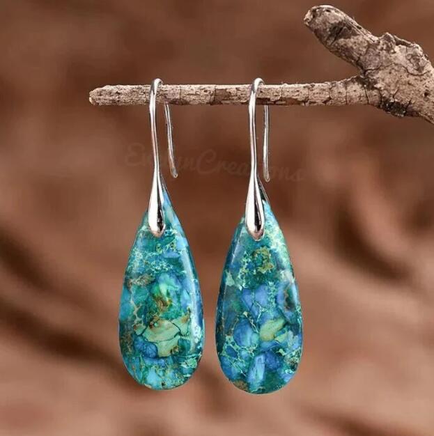 Blue Sea Sediment Jasper Stone Earrings