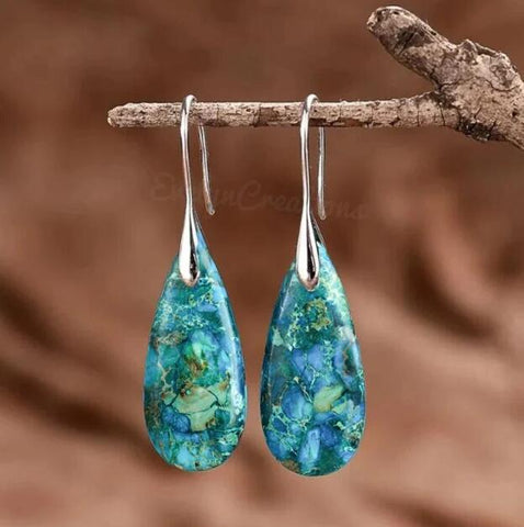 Blue Sea Sediment Jasper Stone Earrings