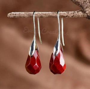 Red Jasper Stone Drop Earrings