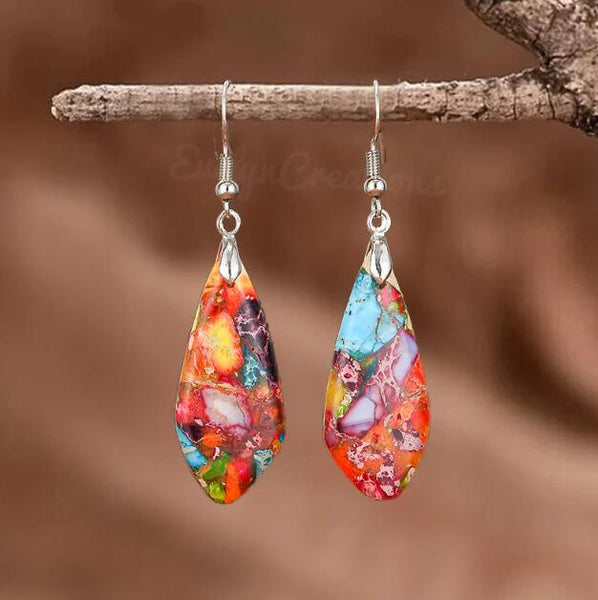 Bohemian Geometry Stone Dangle Earrings