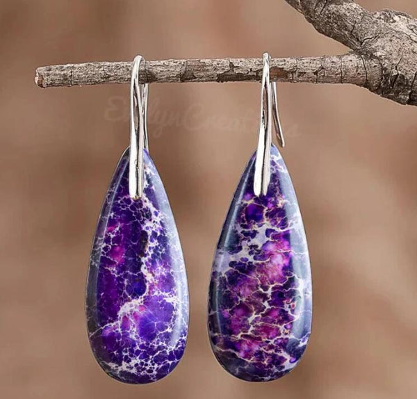 Purple Sea Sediment Teardrop Earrings