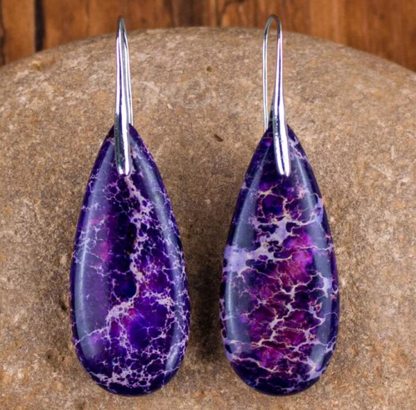 Purple Sea Sediment Teardrop Earrings