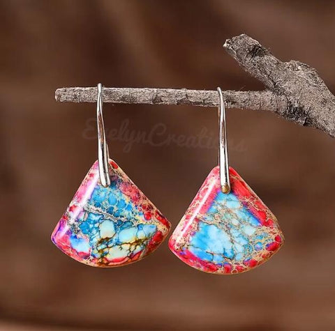 Natural Gemstone Sea Sediment Drop Earrings