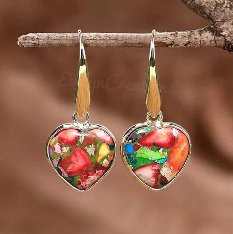Natural Heart Stone Earrings