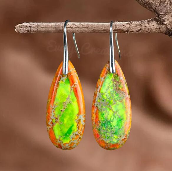 Orange Galaxy Sea Sediment Meditation Healing Earrings