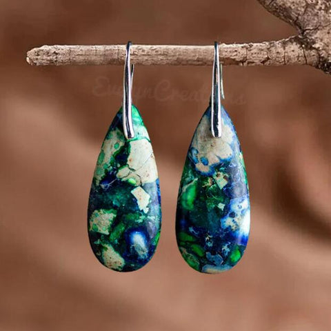 Natural Stone Healing Teardrop Earrings