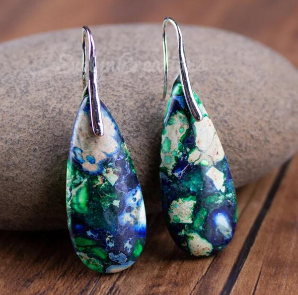 Natural Stone Healing Teardrop Earrings
