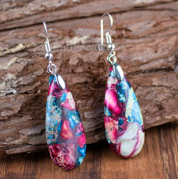 Galaxy Sea Sediment Jasper Stone Earrings