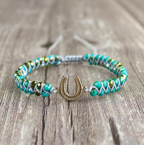 Lucky Horseshoe Charm Turquoise Healing Bracelet