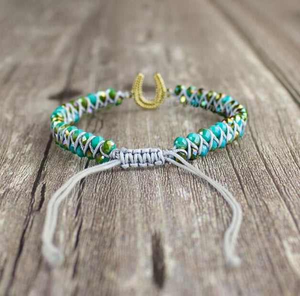 Lucky Horseshoe Charm Turquoise Healing Bracelet