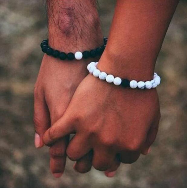 Distance Bracelets for Couples Matching Bracelets Set