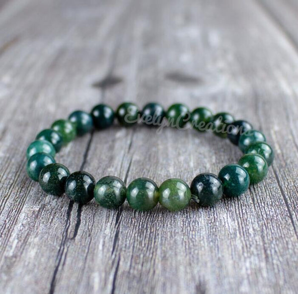 Natural Moss Agate Stone Emotional Healing Strength Bracelet