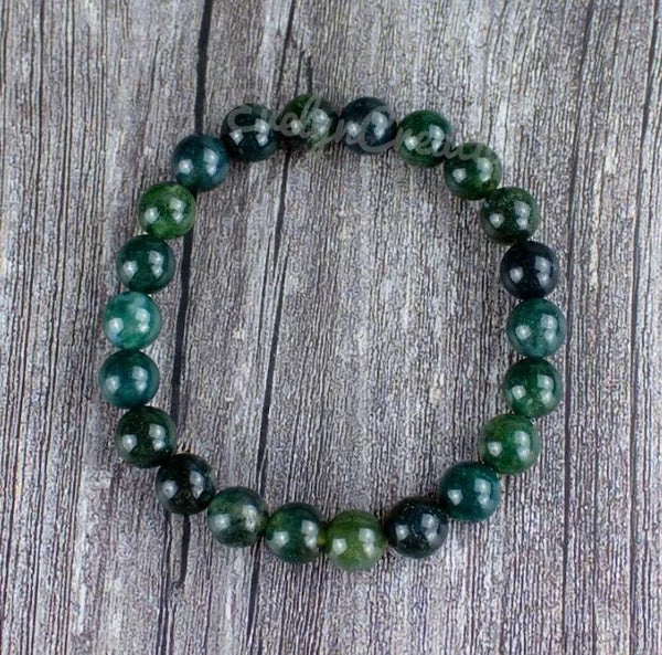 Natural Moss Agate Stone Emotional Healing Strength Bracelet