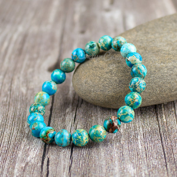 Blue Sea Sediment Gemstone Healing Bracelet