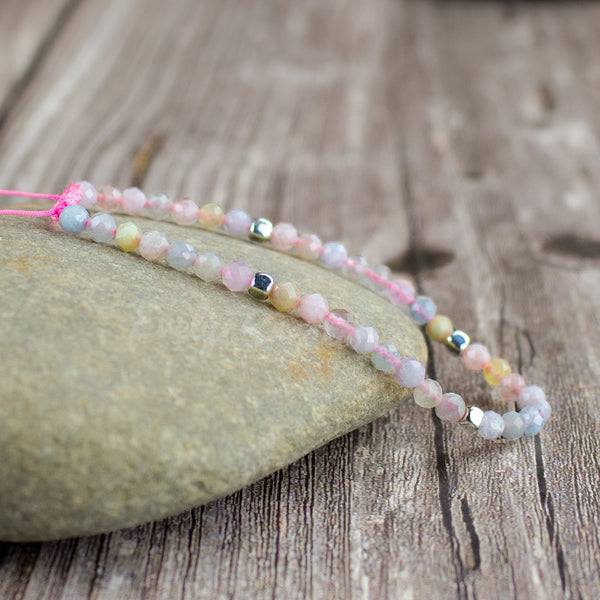 Natural Morgan Agate Stone Healing Crystal Dainty Bracelet