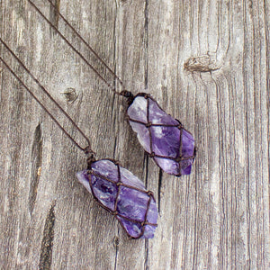 Raw Amethyst Spiritual Protection Pendant Necklace