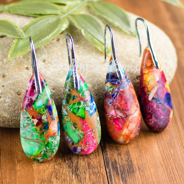 Natural Galaxy Sea Sediment Jasper Stone Healing Earrings