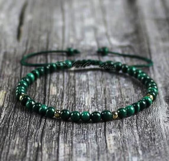 Natural Malachite Stone Dainty Bracelet