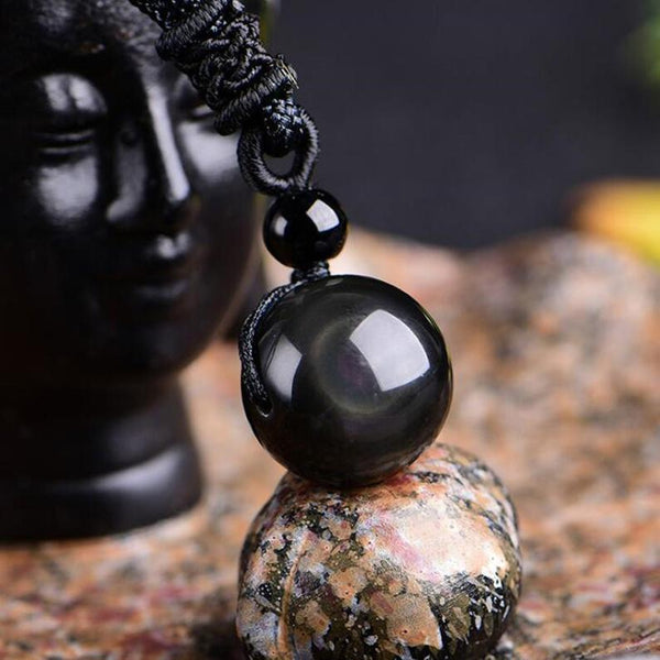 Rainbow Eye Obsidian Healing Natural Stone Good Luck Balancing Meditation Necklace