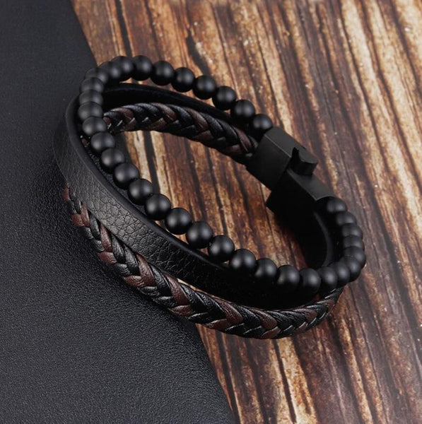Men's Black Onyx Stone Strength Calming Healing Bracelet