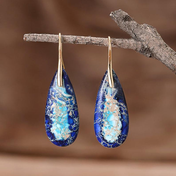 Blue Galaxy Sea Sediment Meditation Healing Earrings