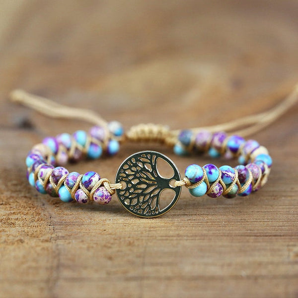 Tree of Life Natural Gemstone Healing Meditation Grounding Bracelet Gift