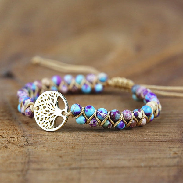 Tree of Life Natural Gemstone Healing Meditation Grounding Bracelet Gift