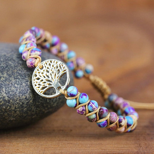 Tree of Life Natural Gemstone Healing Meditation Grounding Bracelet Gift