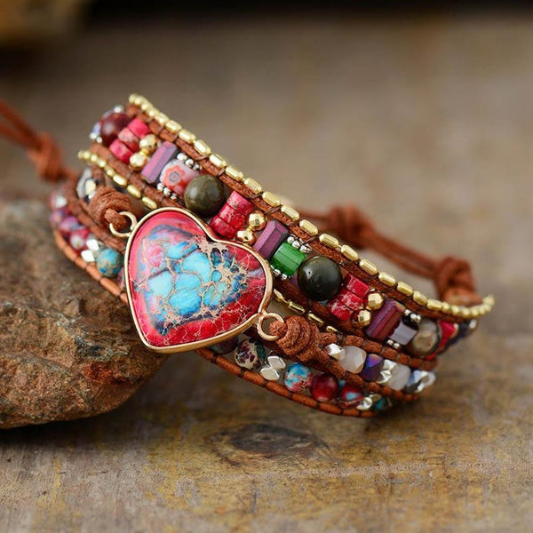 Natural Heart Gemstone Bracelet