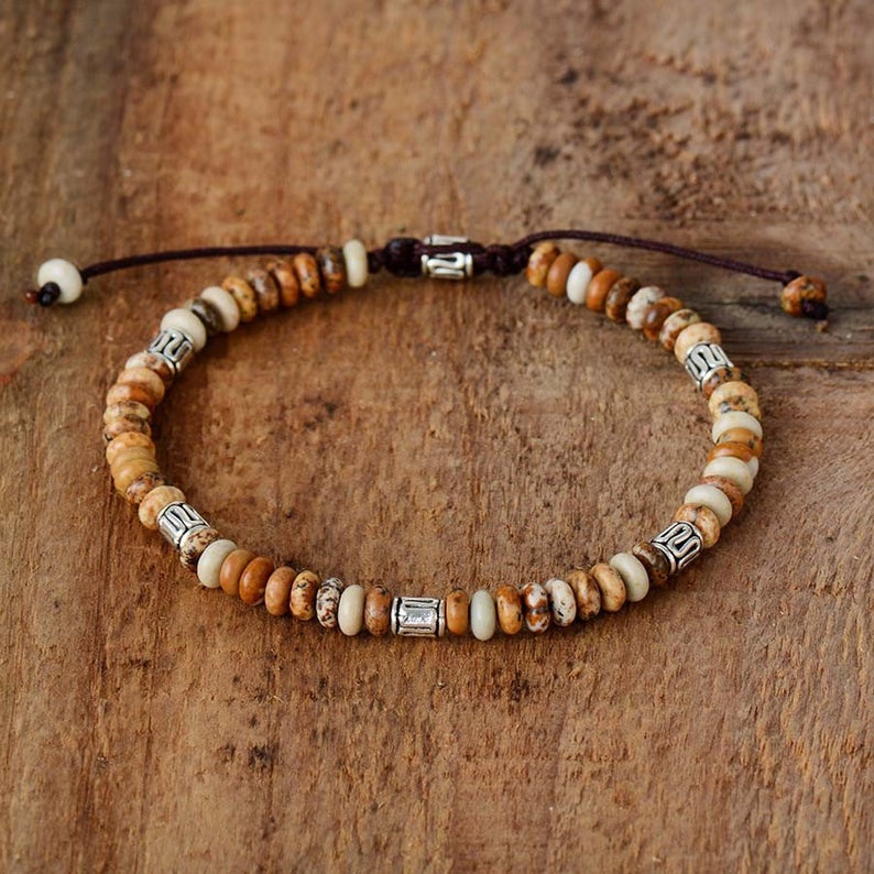 Natural Picture Jasper Gemstone Bracelet