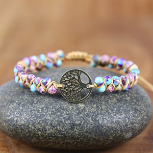Tree of Life Natural Gemstone Healing Meditation Grounding Bracelet Gift