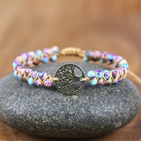Tree of Life Natural Gemstone Healing Meditation Grounding Bracelet Gift