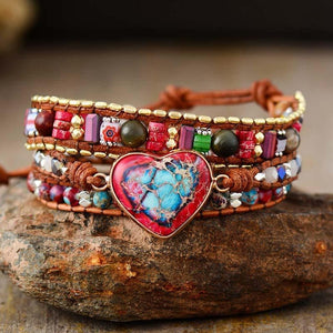 Natural Heart Gemstone Bracelet