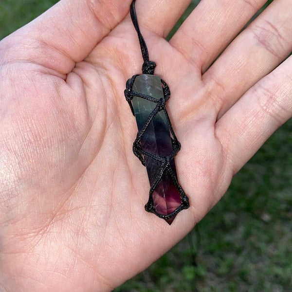 Rainbow Fluorite Pendant Necklace