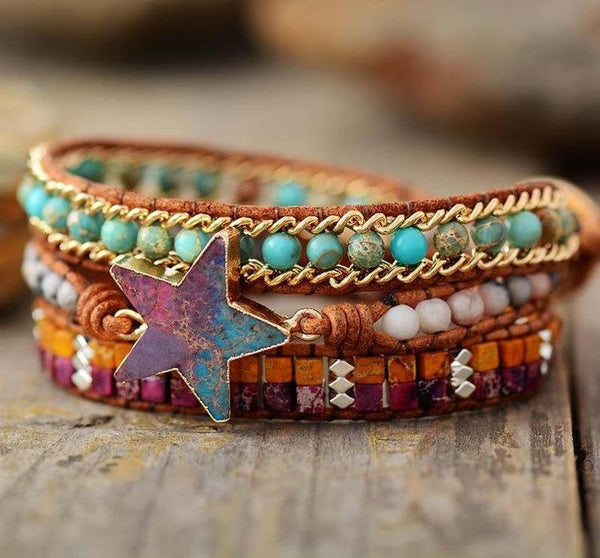 Galaxy Sea Sediment Pentagrams Bracelet