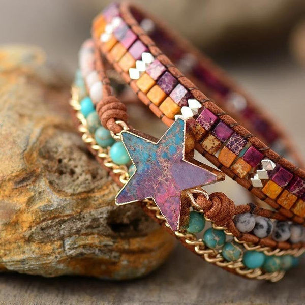 Galaxy Sea Sediment Pentagrams Bracelet