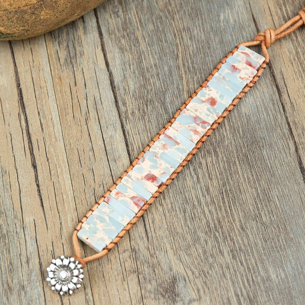 Natural Blue African Opal Jasper Stone Healing Balance Calming Bracelet