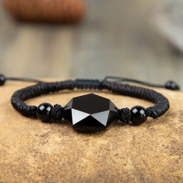 Natural Stone Black Obsidian Bracelet