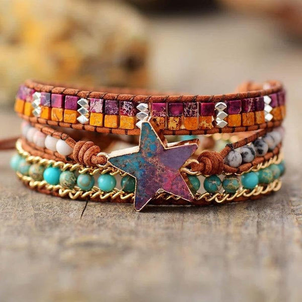 Galaxy Sea Sediment Pentagrams Bracelet